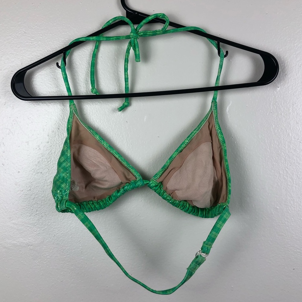 Sparkly Green Gingham Bikini Top - Picture 4 of 6